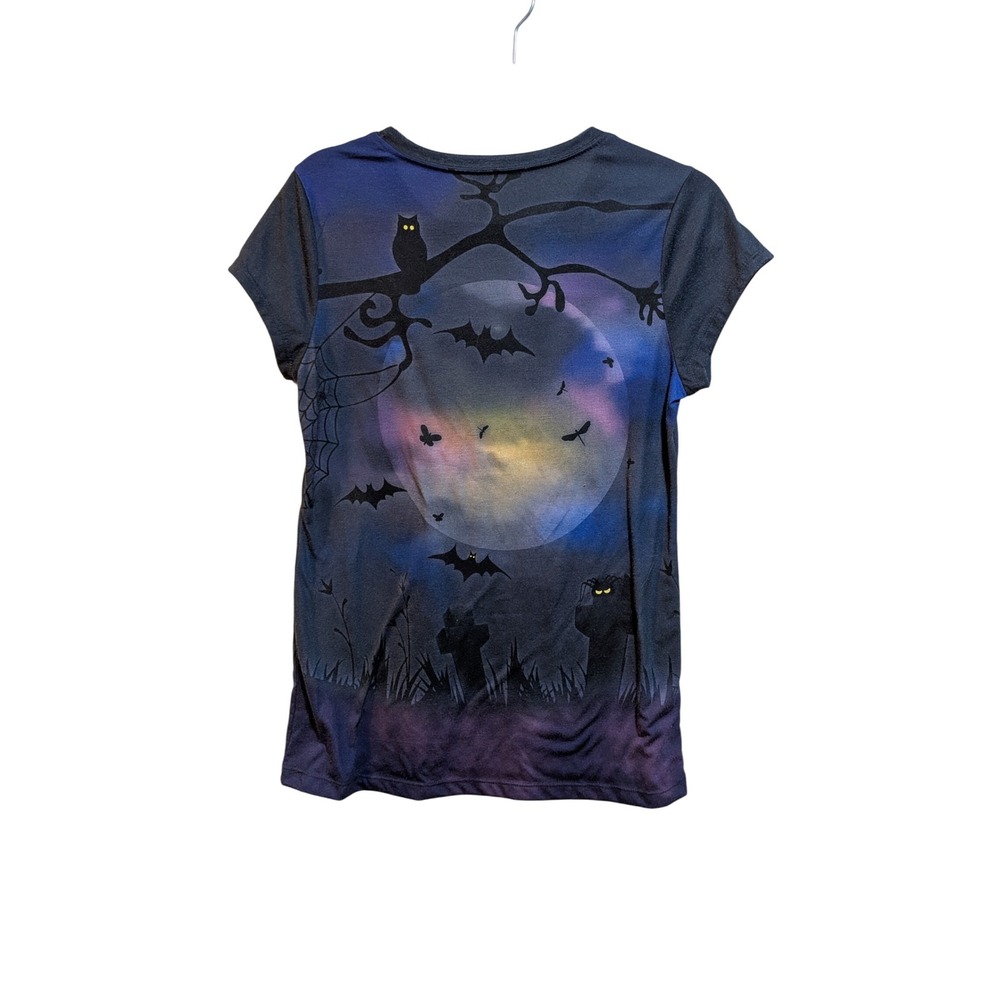 Halloween Skeleton Wedding Juniors L Owl Bat Graphic TShirt Grunge Whimsigoth‎ - Picture 3 of 4
